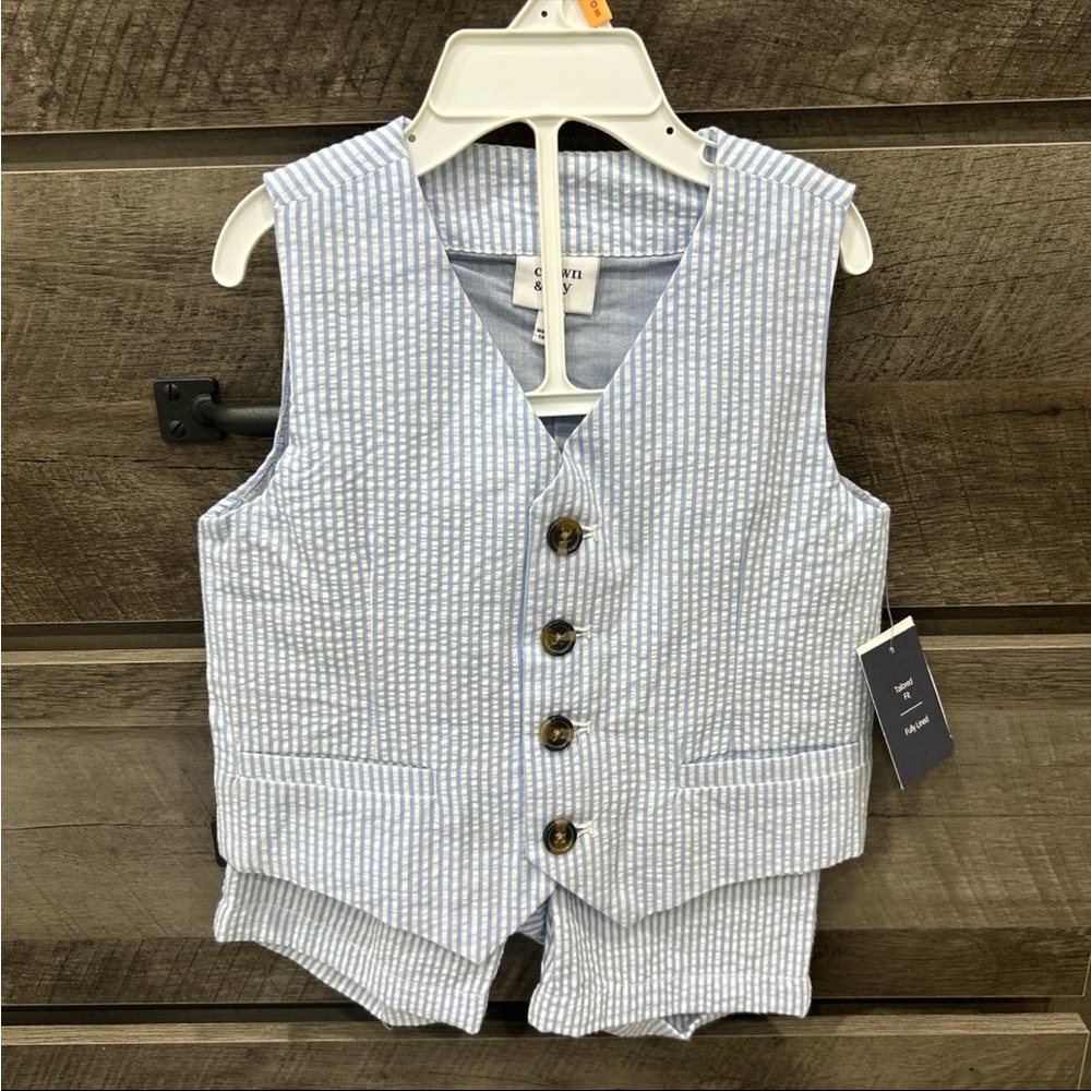 Crown & Ivy tailored fit shorts & vest toddler boy